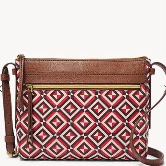FOSSIL Felicity Crossbody Bag in Red-Multi Print VEGAN Leather, NWT, $108.00 - Picture 1 of 8